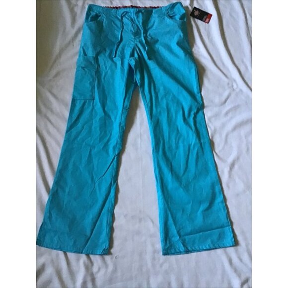 Dickies EDS Signature Womens Drawstring Scrub Pants Small Caribbean Blue Cotton - Picture 6 of 12